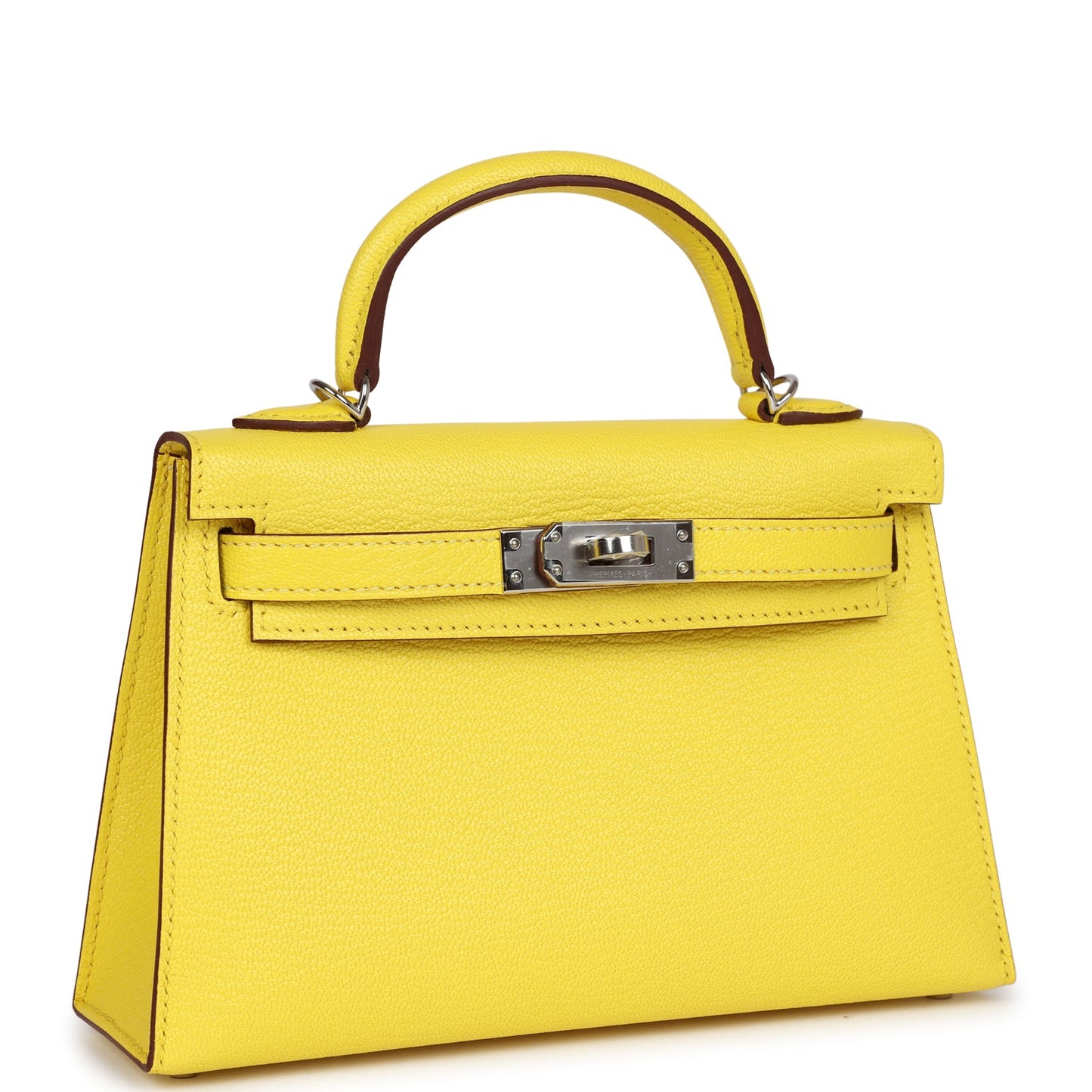 Hermes Kelly Sellier 20 Jaune Citron Chevre Palladium Hardware