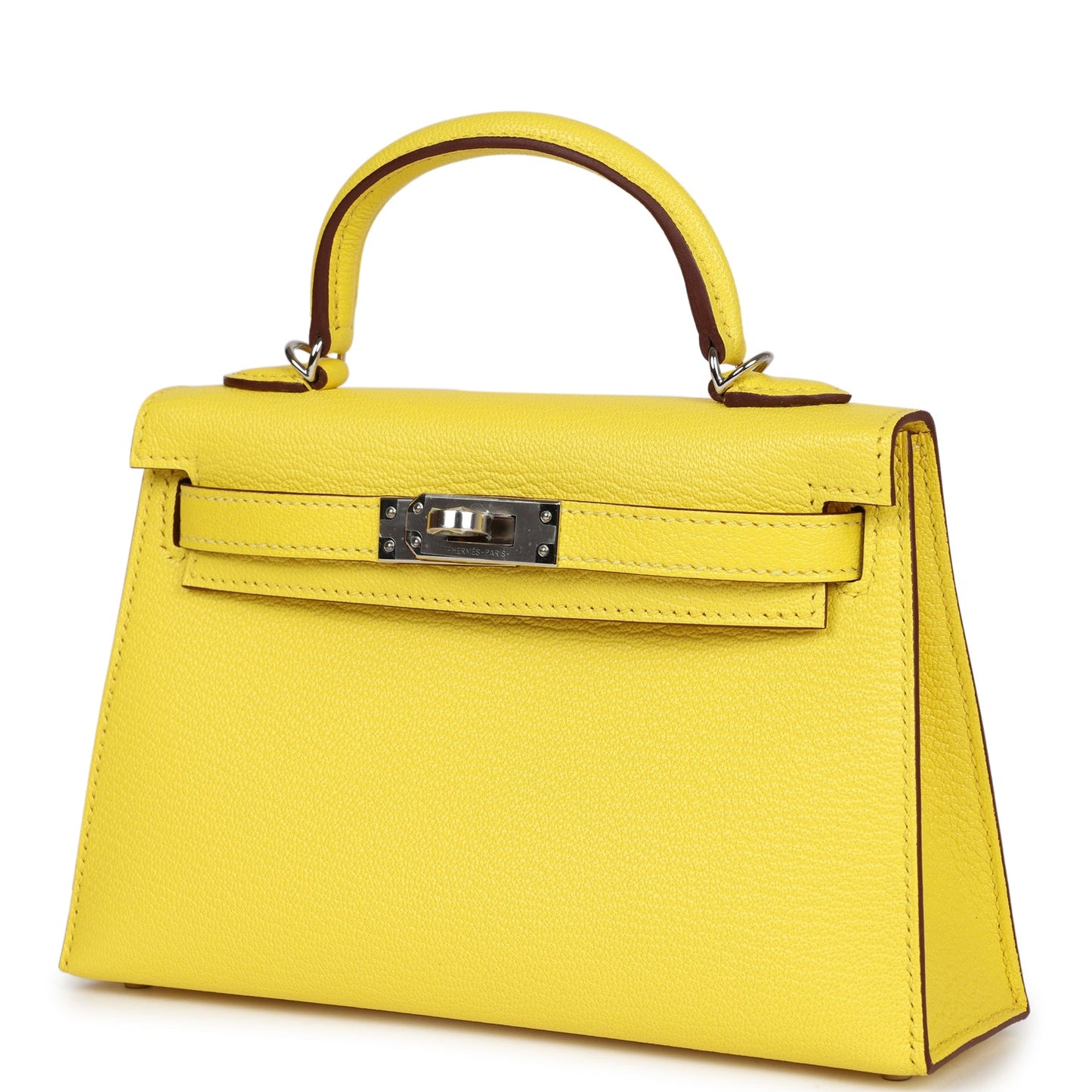 Hermes Kelly Sellier 20 Jaune Citron Chevre Palladium Hardware