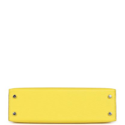 Hermes Kelly Sellier 20 Jaune Citron Chevre Palladium Hardware