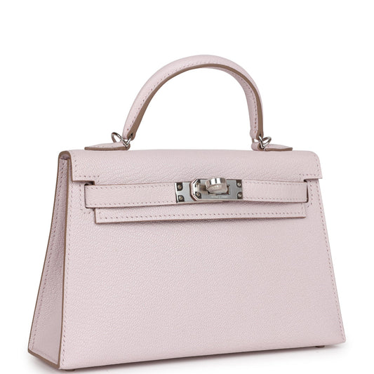 Hermes Kelly Sellier 20 Mauve Pale Chevre Palladium Hardware