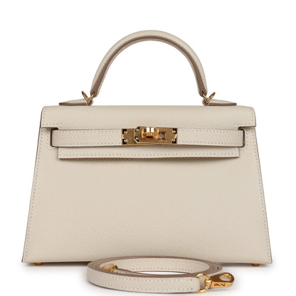 Hermes Special Order (HSS) Kelly Sellier 20 Craie Verso Epsom Gold Hardware