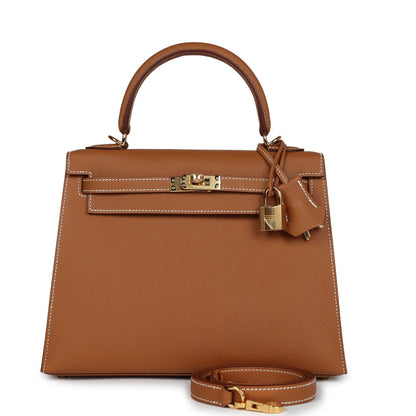 Hermes Kelly Sellier 25 Gold Epsom Gold Hardware