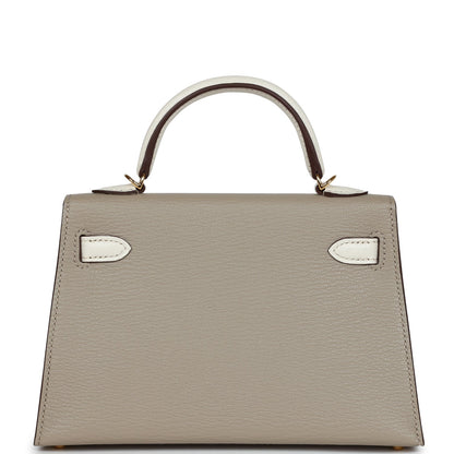 Hermes Special Order (HSS) Kelly 20 Gris Tourterelle and Nata Chevre Gold Hardware