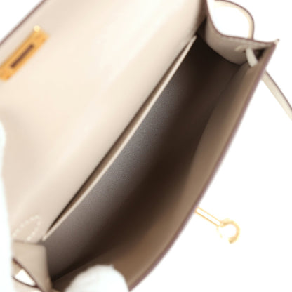 Hermes Special Order (HSS) Kelly 20 Gris Tourterelle and Nata Chevre Gold Hardware