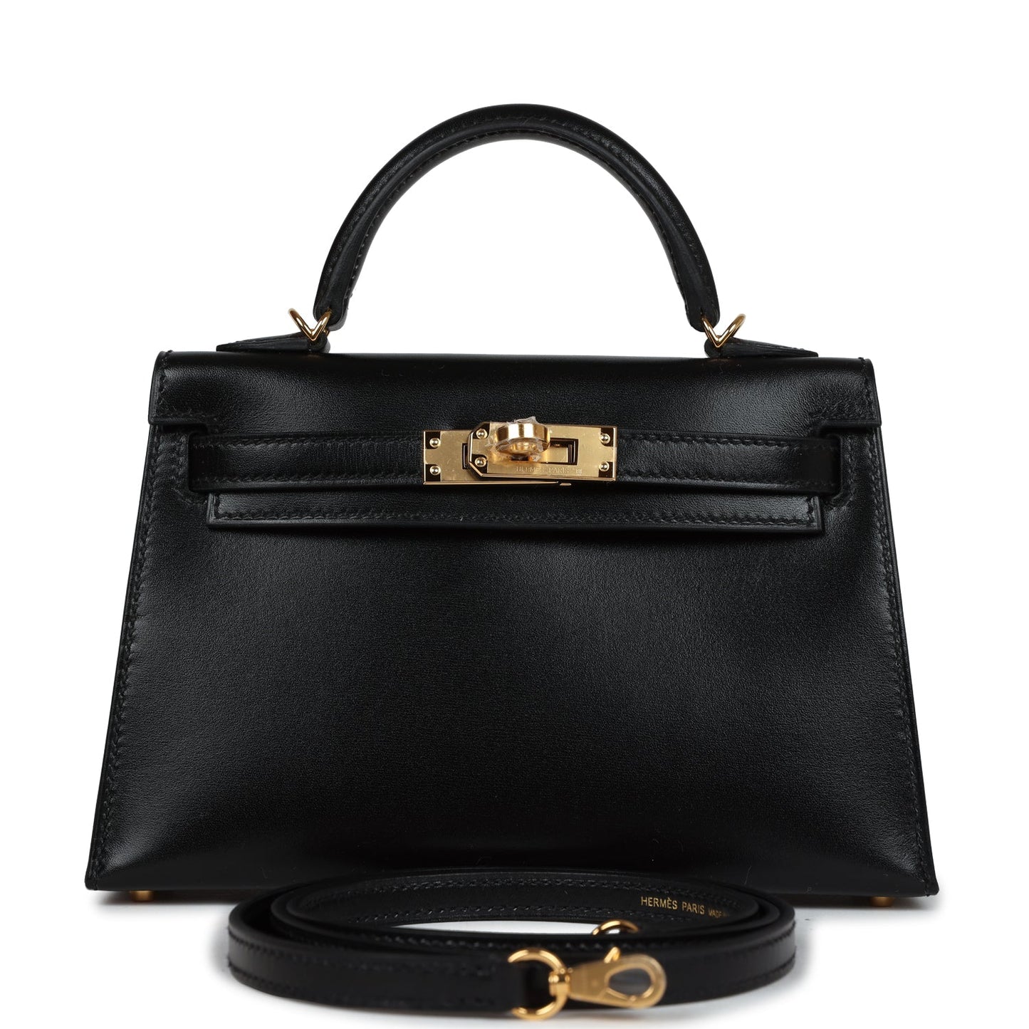 Hermes Kelly Sellier 20 Black Box Gold Hardware