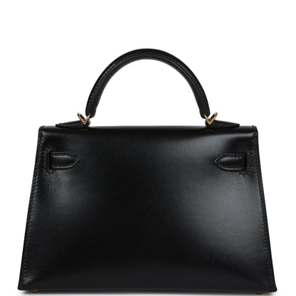 Hermes Kelly Sellier 20 Black Box Gold Hardware