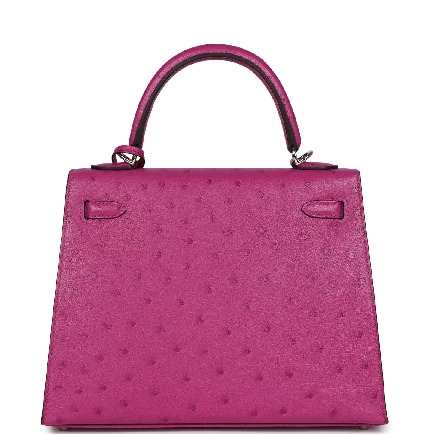 Hermes Kelly Sellier 25 Rose Pourpre Ostrich Palladium Hardware