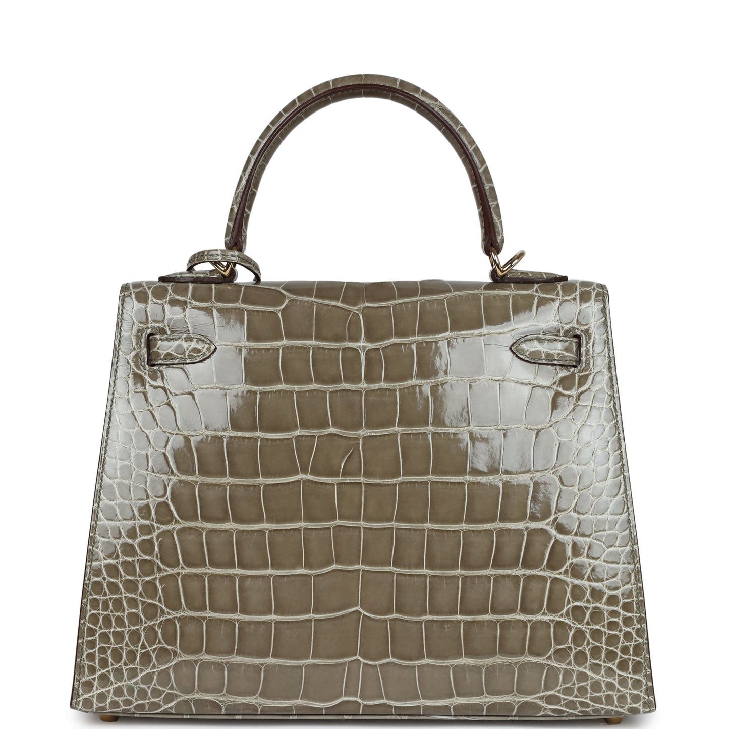 Hermes Special Order (HSS) Kelly Sellier 25 Gris Tourterelle Verso Shiny Alligator Gold Hardware