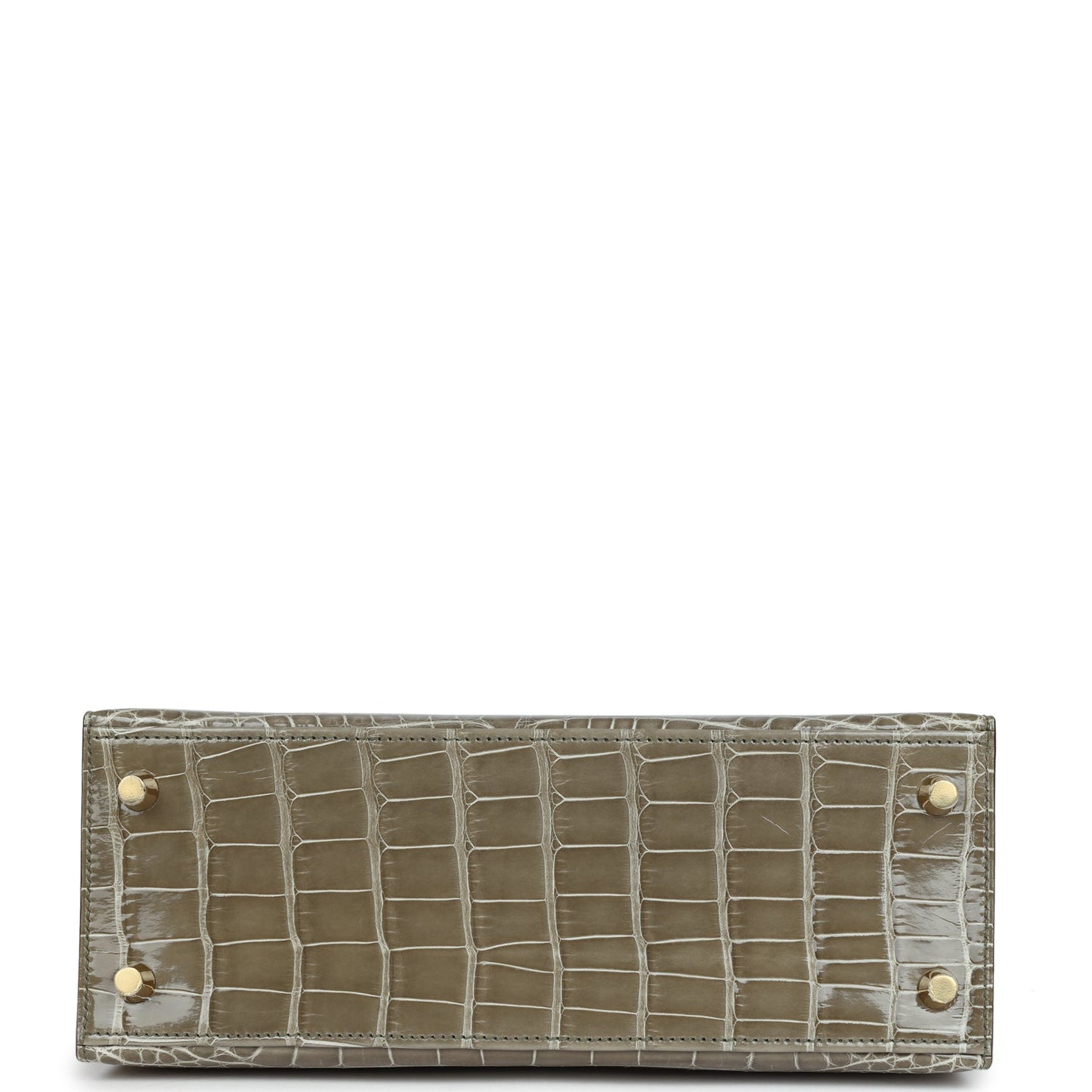 Hermes Special Order (HSS) Kelly Sellier 25 Gris Tourterelle Verso Shiny Alligator Gold Hardware