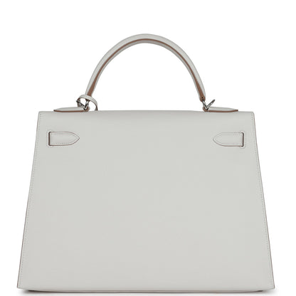 Hermes Kelly Sellier 32 Gris Pale Epsom Palladium Hardware