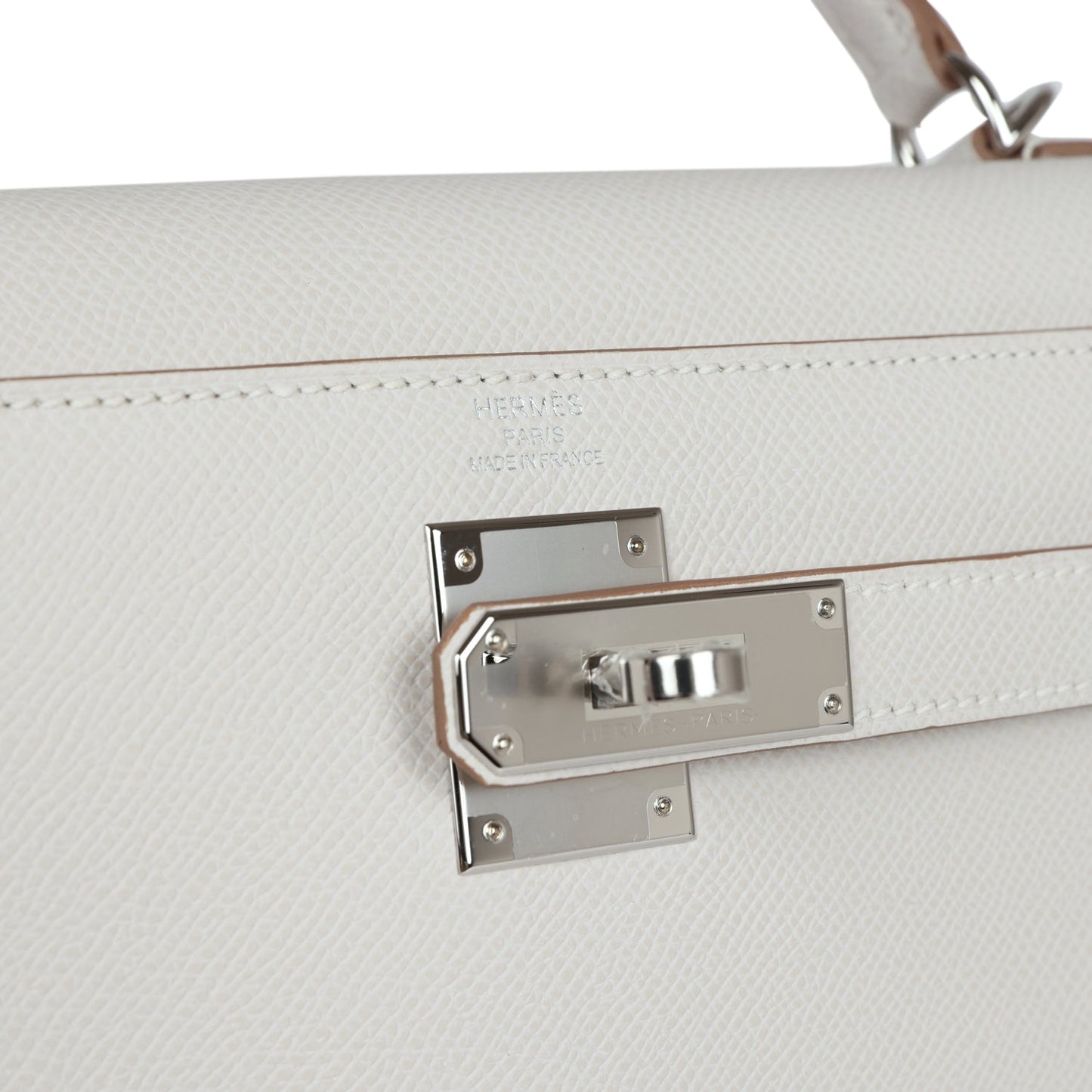 Hermes Kelly Sellier 32 Gris Pale Epsom Palladium Hardware