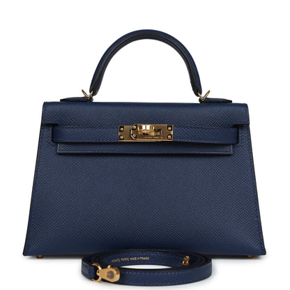 Hermes Kelly Sellier 20 Bleu Navy Epsom Gold Hardware