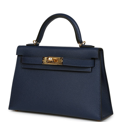 Hermes Kelly Sellier 20 Bleu Navy Epsom Gold Hardware