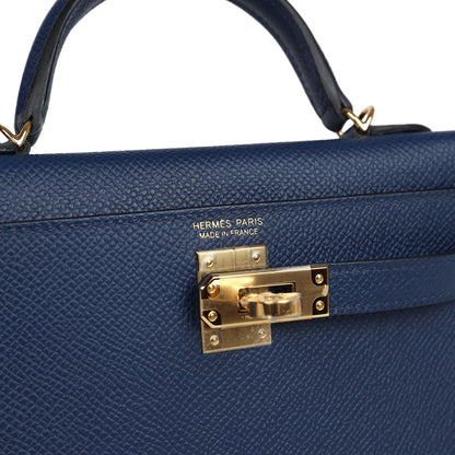 Hermes Kelly Sellier 20 Bleu Navy Epsom Gold Hardware