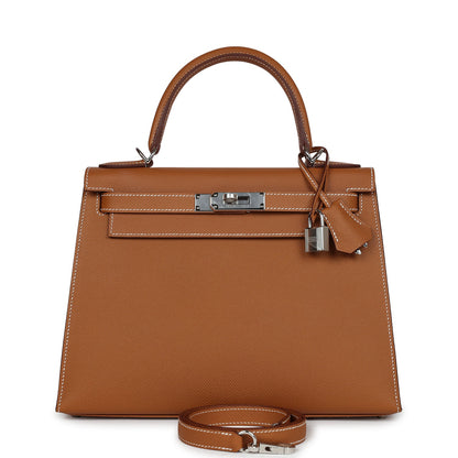 Hermes Kelly Sellier 28 Gold Epsom Palladium Hardware