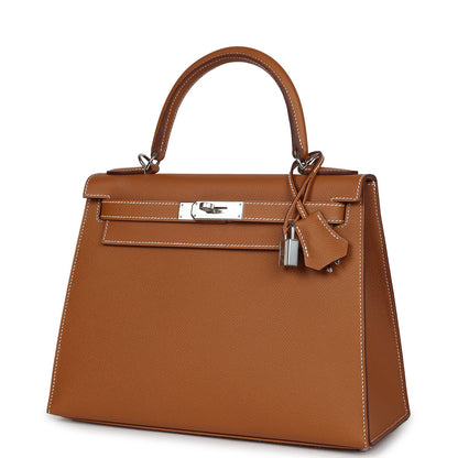 Hermes Kelly Sellier 28 Gold Epsom Palladium Hardware