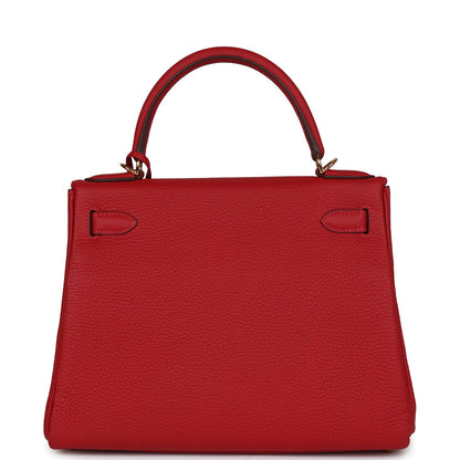 Hermes Kelly Retourne 28 Vermillion Clemence Gold Hardware