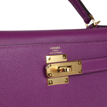 Hermes Kelly Sellier 28 Anemone Epsom Gold Hardware