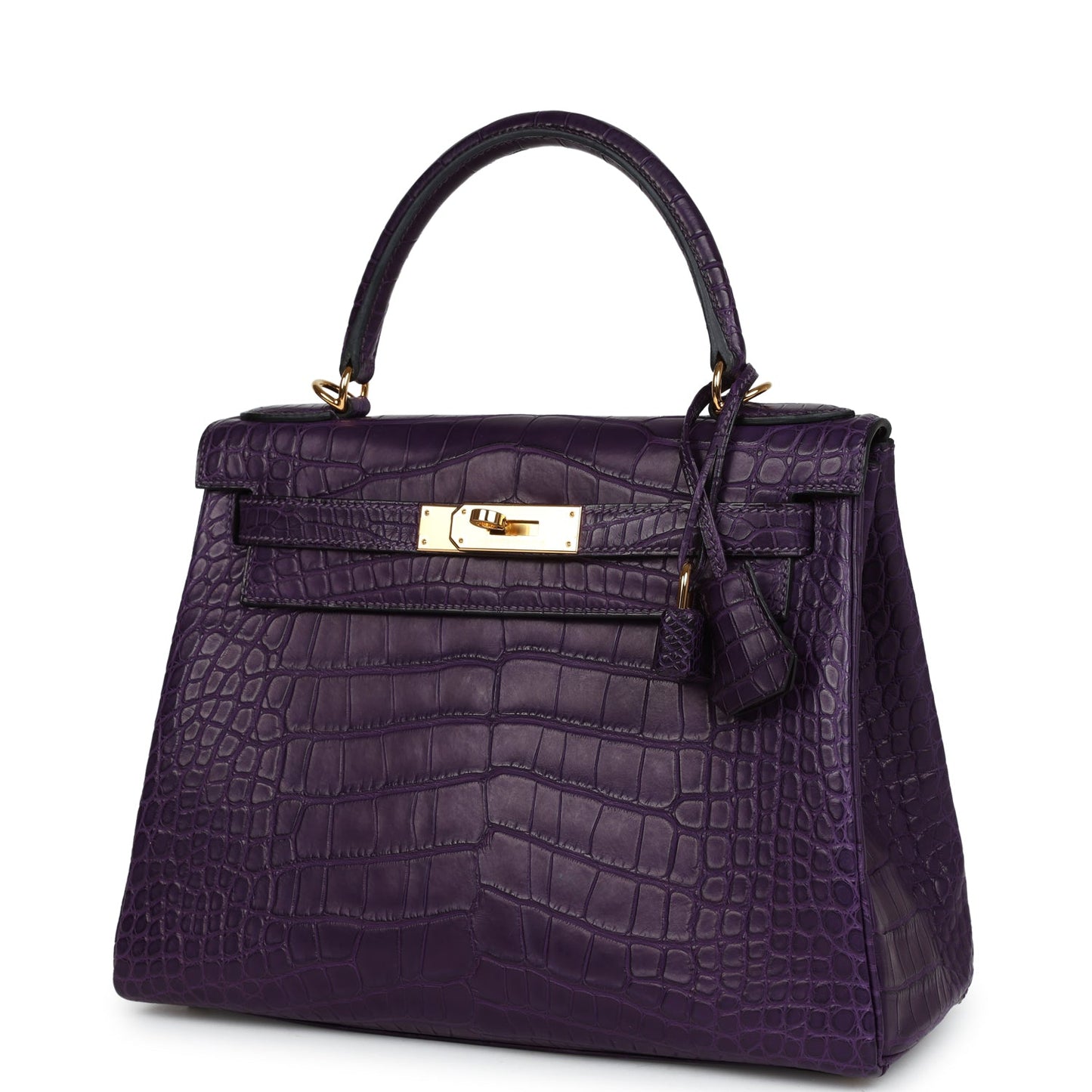 Hermes Kelly Retourne 28 Amethyst Matte Alligator Gold Hardware