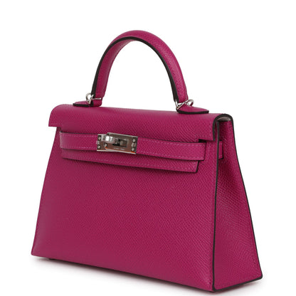 Hermes Special Order (HSS) Kelly Sellier 20 Rose Pourpre Verso Epsom Palladium Hardware