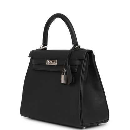 Hermes Kelly Retourne 25 Black Togo Palladium Hardware