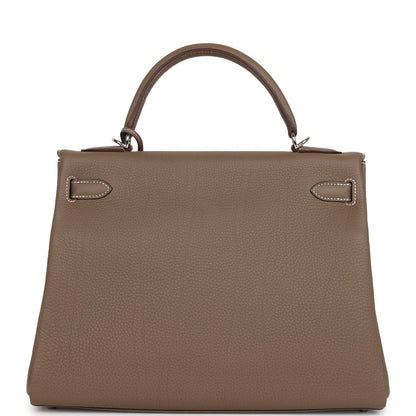 Hermes Kelly Retourne 32 Etoupe Togo Palladium Hardware