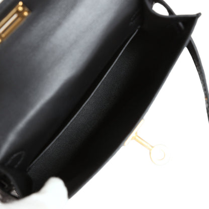 Hermes Kelly Sellier 20 Black Matte Alligator Gold Hardware