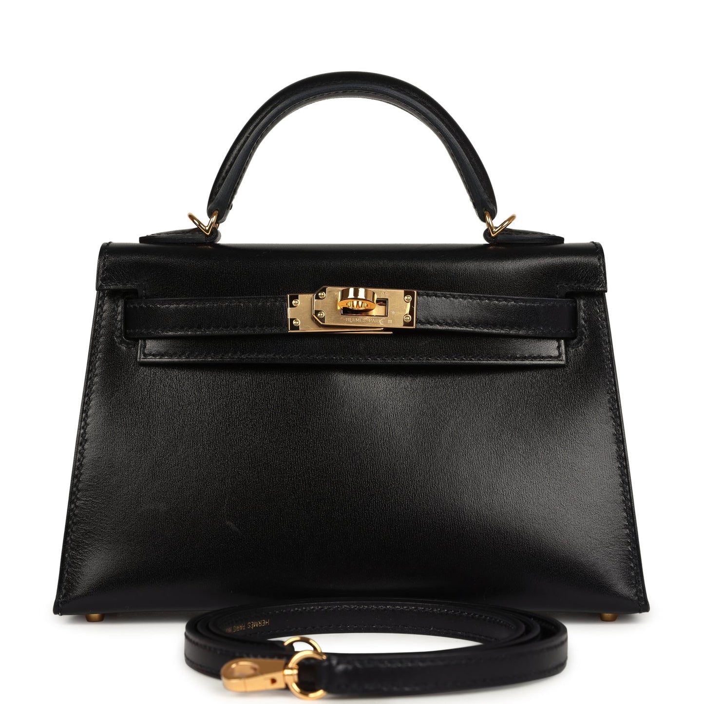 Hermes Kelly Sellier 20 Black Box Gold Hardware