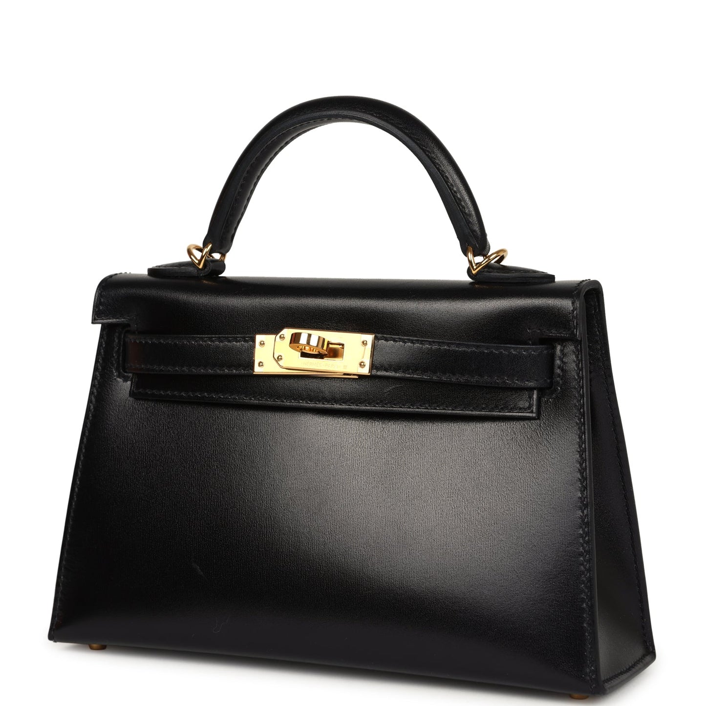 Hermes Kelly Sellier 20 Black Box Gold Hardware