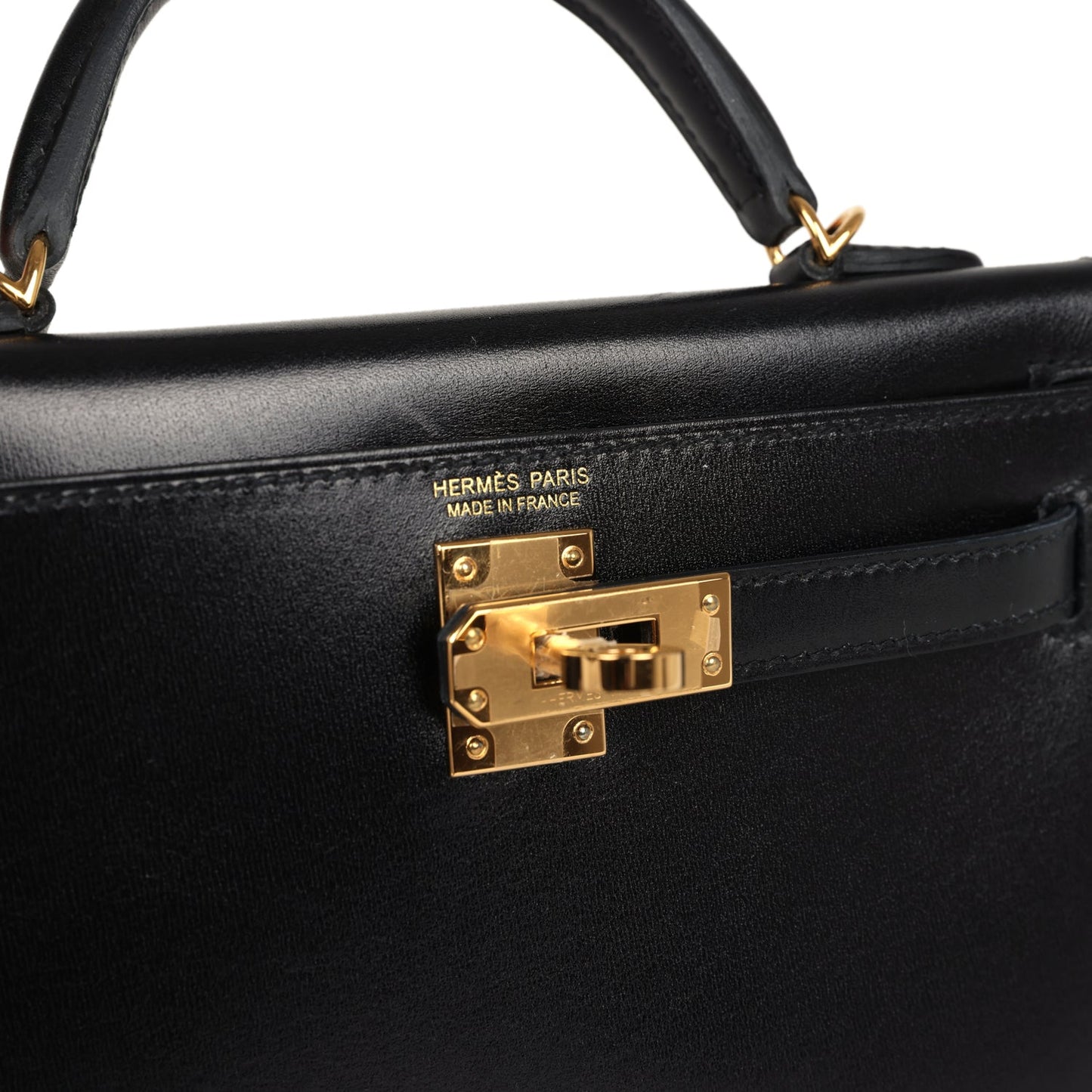 Hermes Kelly Sellier 20 Black Box Gold Hardware