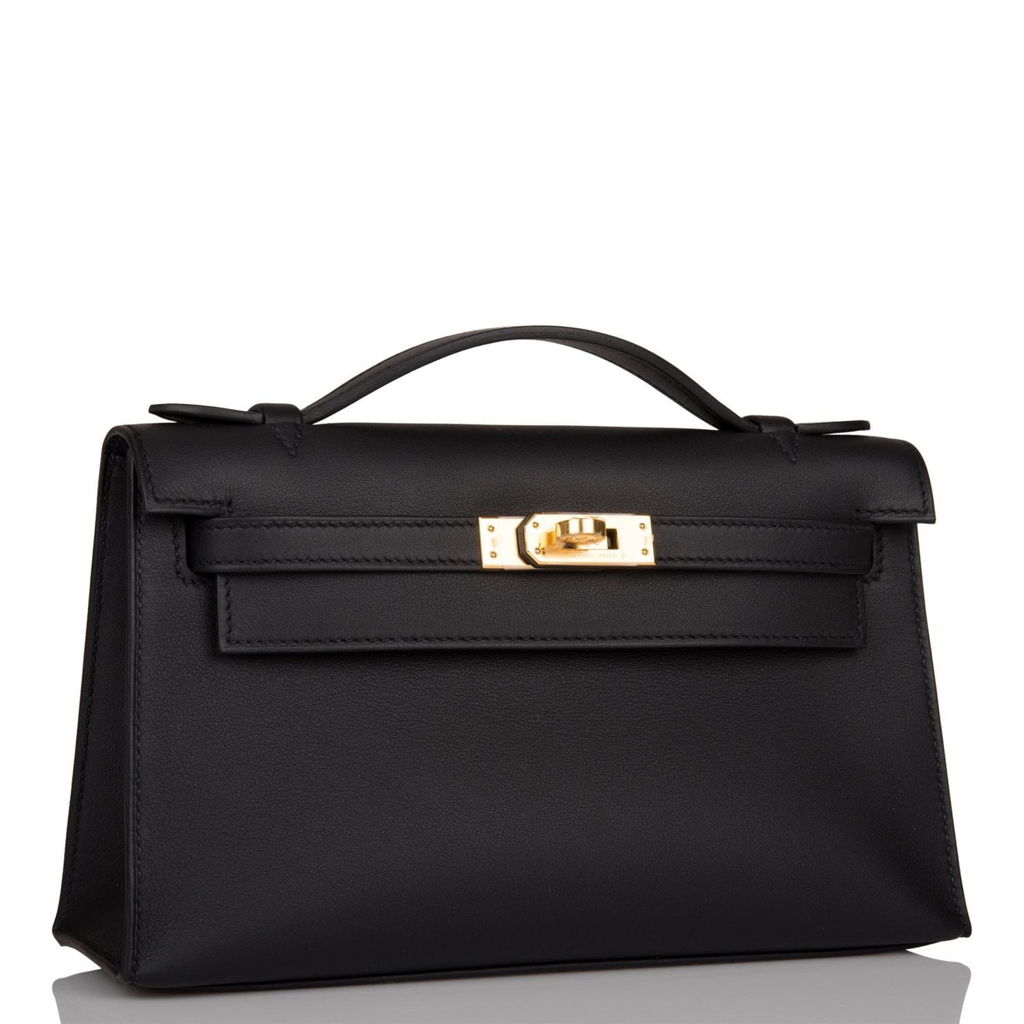 Hermes Kelly Pochette Black Swift Gold Hardware