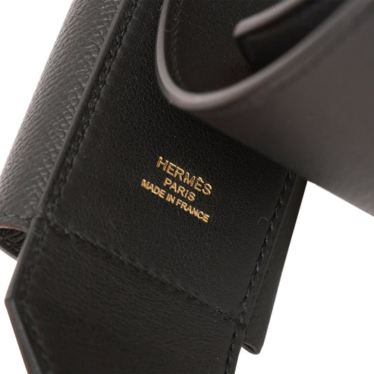 Hermes Kelly Pocket Bag Strap 85 Black Epsom and Swift Gold Hardware