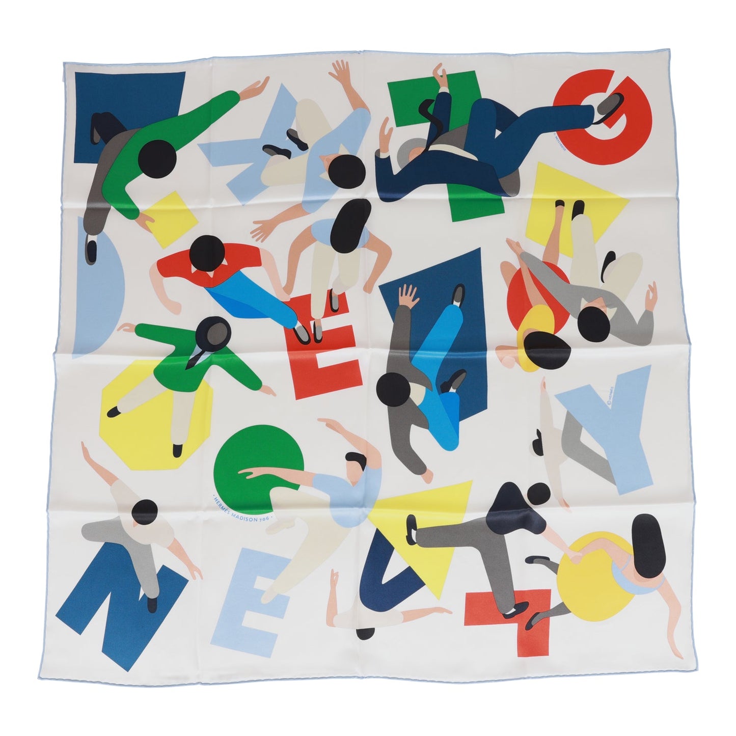 Hermes "Hommage A Gene Kelly" White Silk Twill Scarf 70cm