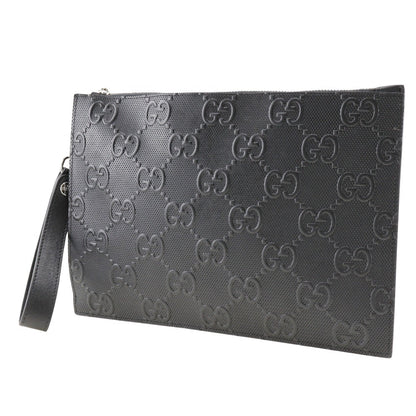 GUCCI Clutch bag 625569 leather black GG emboss mens Secondhand