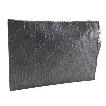 GUCCI Clutch bag 625569 leather black GG emboss mens Secondhand