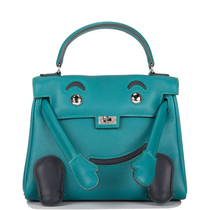 Hermes "Quelle Idolle" Kelly Doll Malachite Swift Palladium Hardware