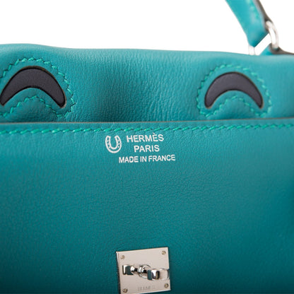 Hermes "Quelle Idolle" Kelly Doll Malachite Swift Palladium Hardware