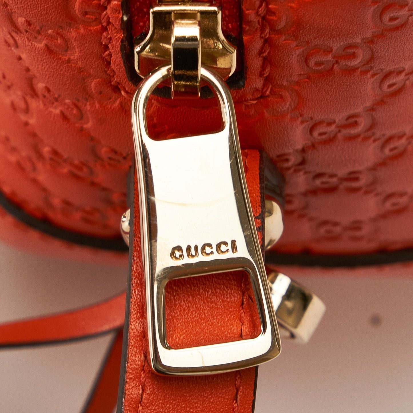 Gucci Bree Orange MicroGuccisima Embossed Leather