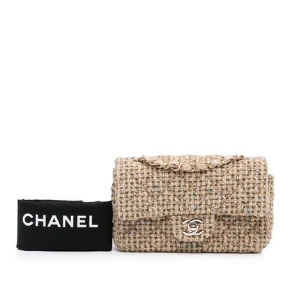 Chanel Classic Flap Bag Mini Brown Tweed Gold