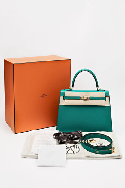 Hermes Kelly II 25 Vert Jade Sellier Epsom Calfskin