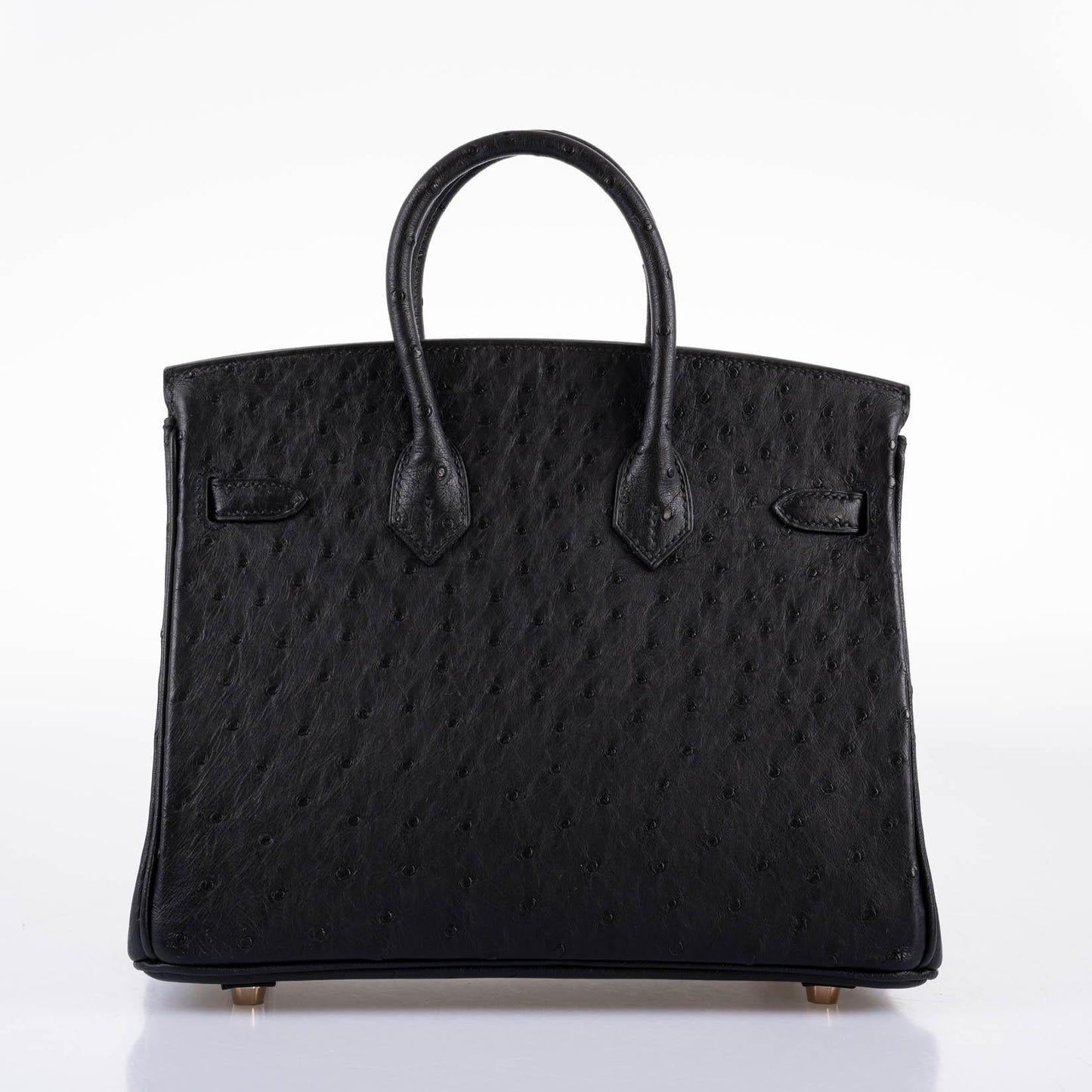 Hermes Birkin 25 Black Ostrich Rose Gold Hardware - 2021, Z