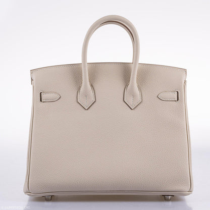 Hermes Birkin 25 Craie Togo Palladium Hardware - 2020, Y