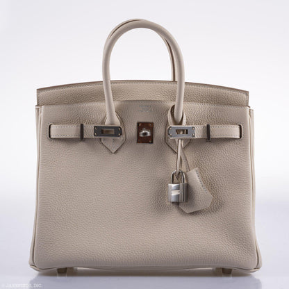 Hermes Birkin 25 Craie Togo Palladium Hardware - 2020, Y