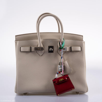 Hermes Birkin 25 Craie Togo Palladium Hardware - 2020, Y