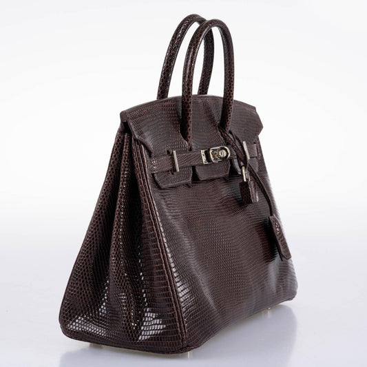 Hermes Birkin 25 Havane Nilo Lizard with Palladium Hardware - 2007, K Square