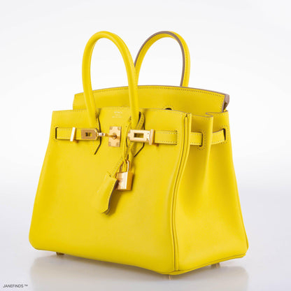 Hermes Birkin 25 Lime Swift Leather Gold Hardware - 2019, D