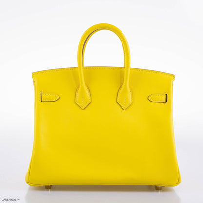 Hermes Birkin 25 Lime Swift Leather Gold Hardware - 2019, D