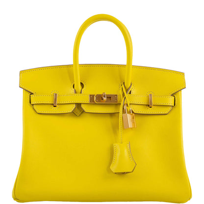 Hermes Birkin 25 Lime Swift Leather Gold Hardware - 2019, D