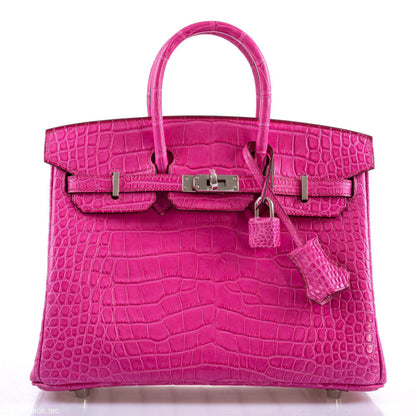 Hermes Birkin 25 Rose Shocking Matte Alligator Palladium Hardware- 2020,Y