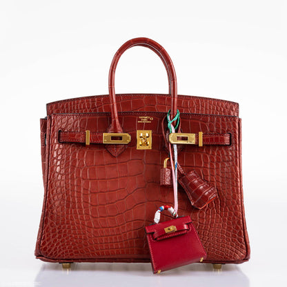 Hermes Birkin 25 Rouge H Verso Orange Alligator Gold Hardware